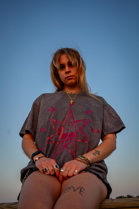 DENDROGRAM HAND DYED TEE / CHARCOAL