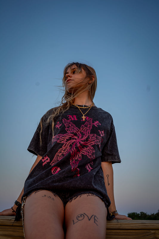 TEMPEST ACID WASH TEE / JETBLACK