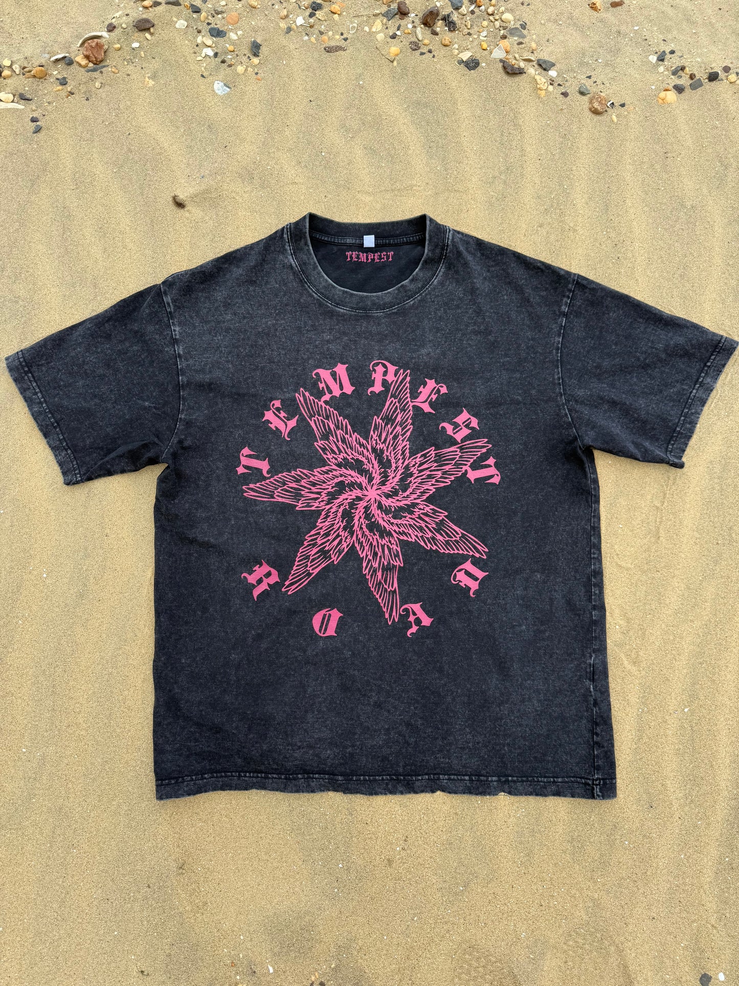 TEMPEST ACID WASH TEE / JETBLACK