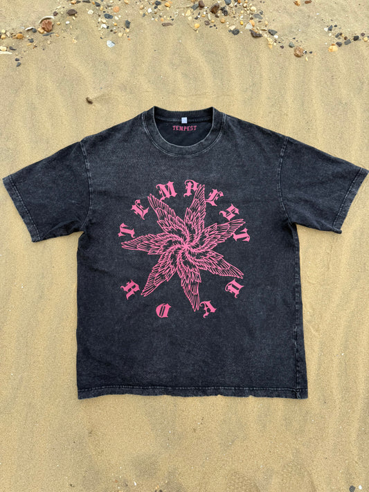 TEMPEST ACID WASH TEE / JETBLACK